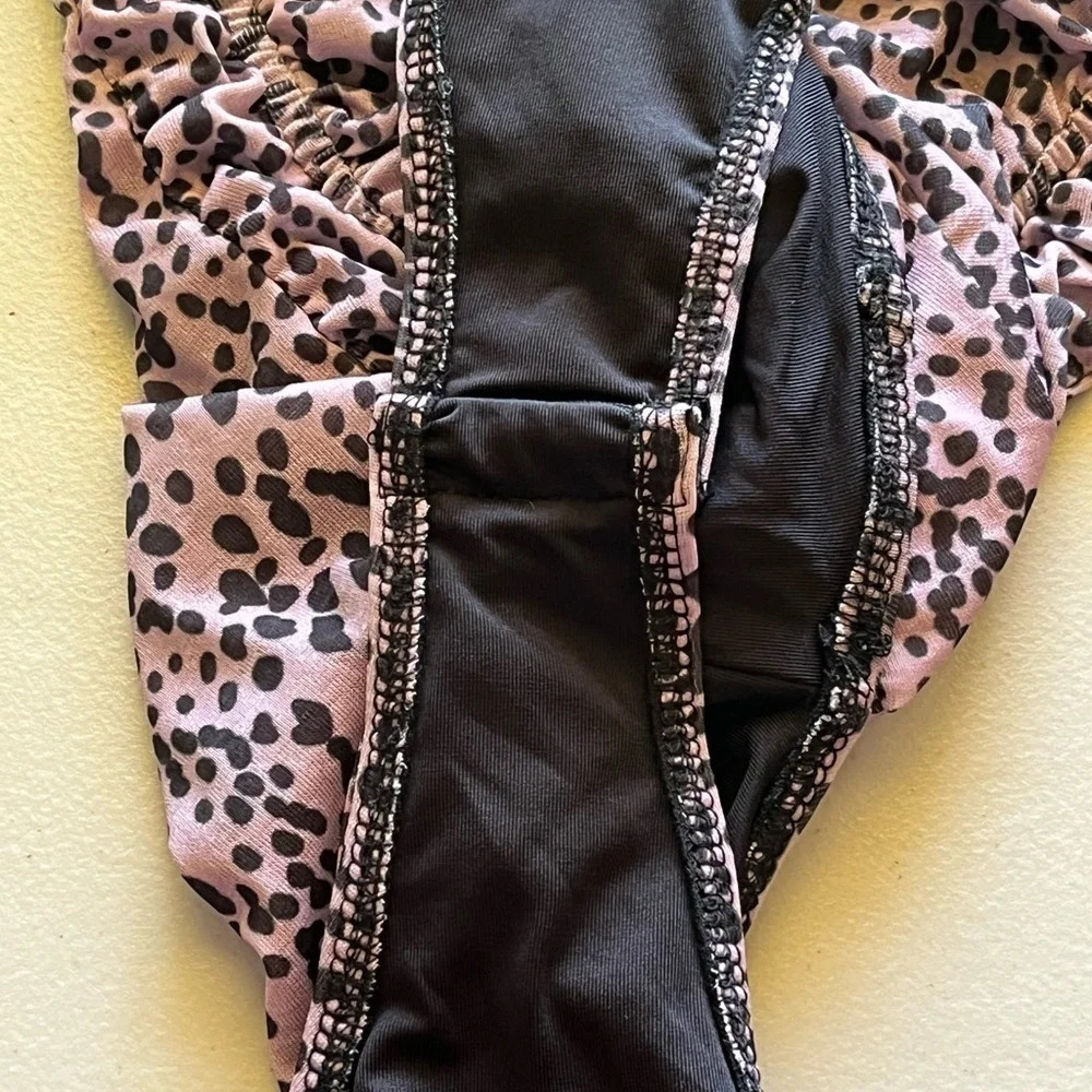 Topshop Purple Black Leopard Strappy Bodysuit Women’s 6 | Pinup Rockabilly - Picture 9 of 10